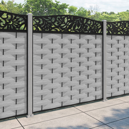 Ripple Heritage Curved Top Fence Panel - Light Grey - with our composite posts