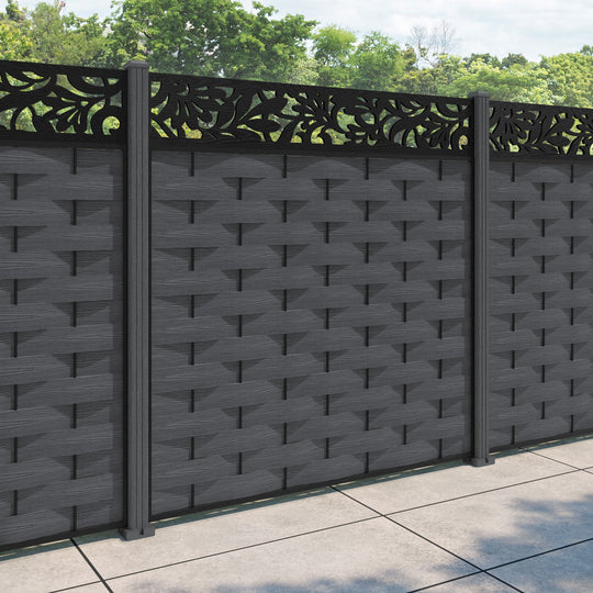 Ripple Heritage Fence Panel - Dark Grey - with our composite posts