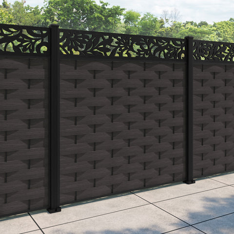 Ripple Heritage Fence Panel - Dark Oak - with our aluminium posts