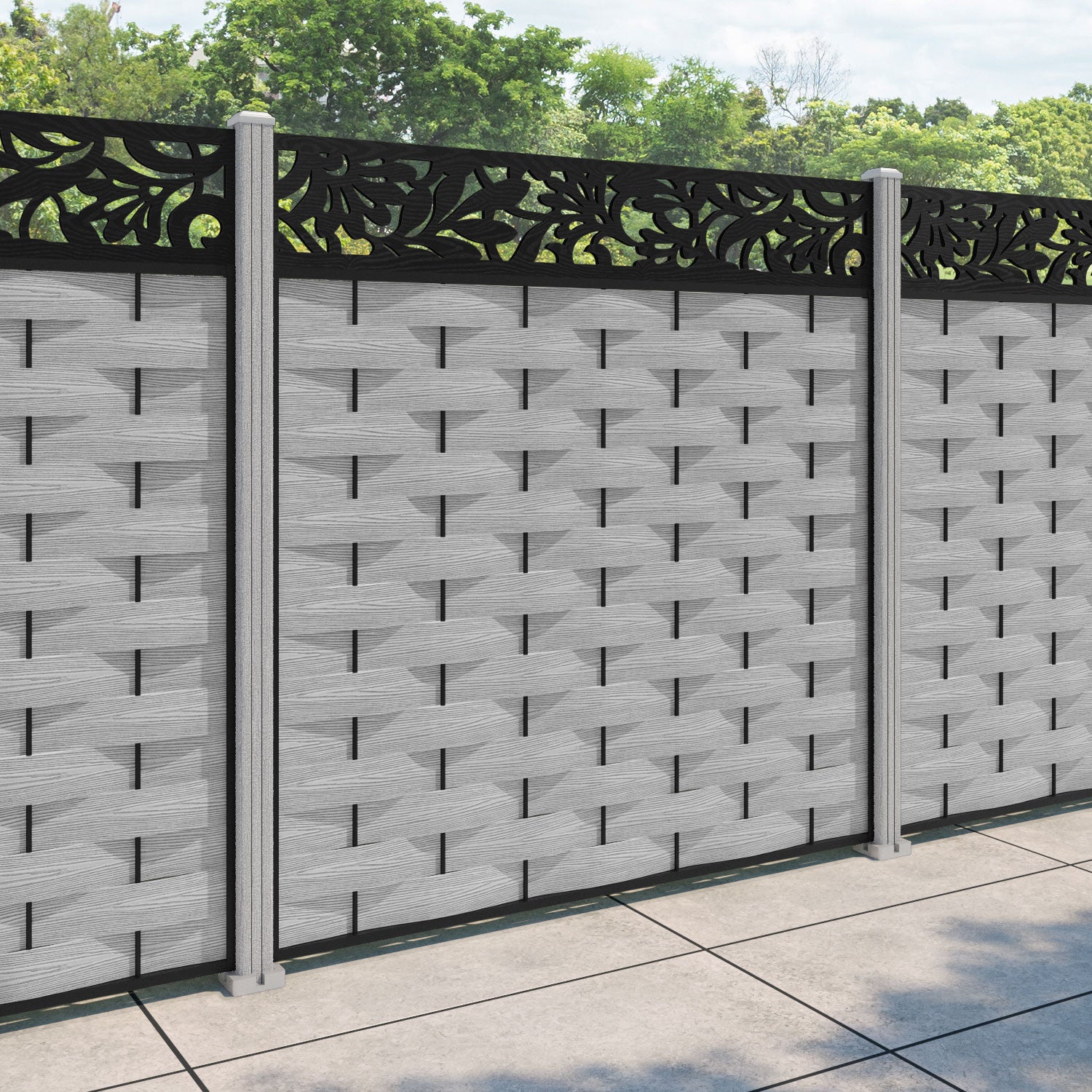 Ripple Heritage Fence Panel - Light Grey - with our composite posts