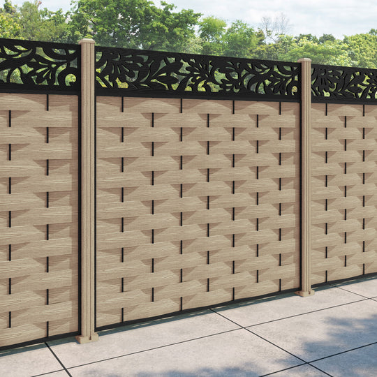 Ripple Heritage Fence Panel - Light Oak - with our composite posts