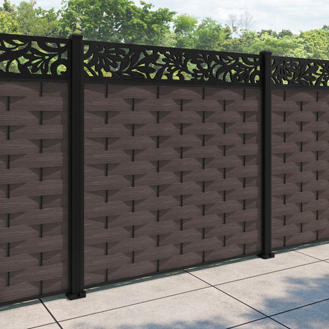 Ripple Heritage Fence Panel - Mid Brown - with our aluminium posts