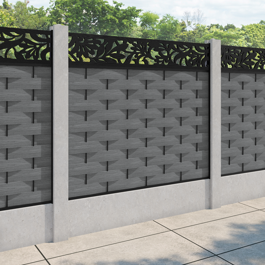 Ripple Heritage Fence Panel - Mid Grey - for existing concrete posts