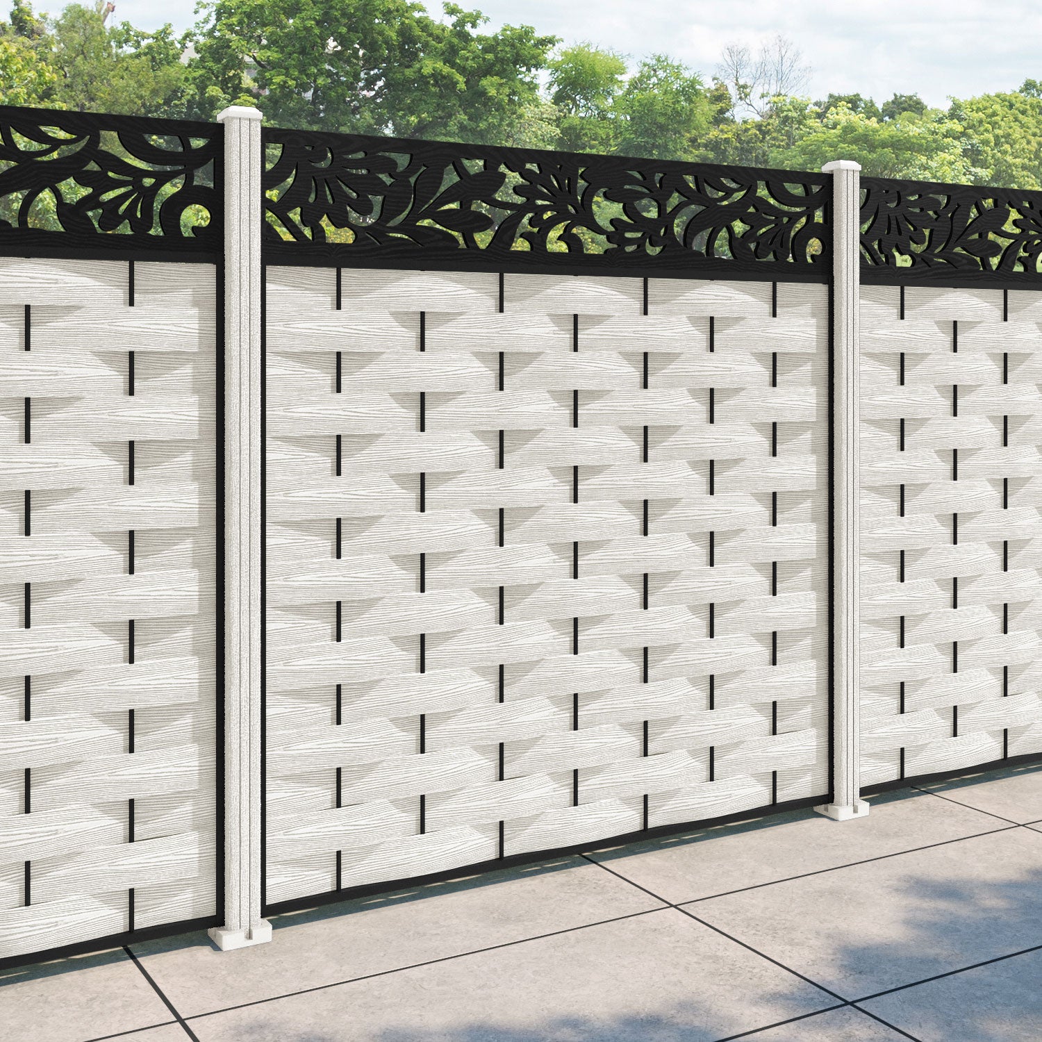 Ripple Heritage Fence Panel - Light Stone - with our composite posts