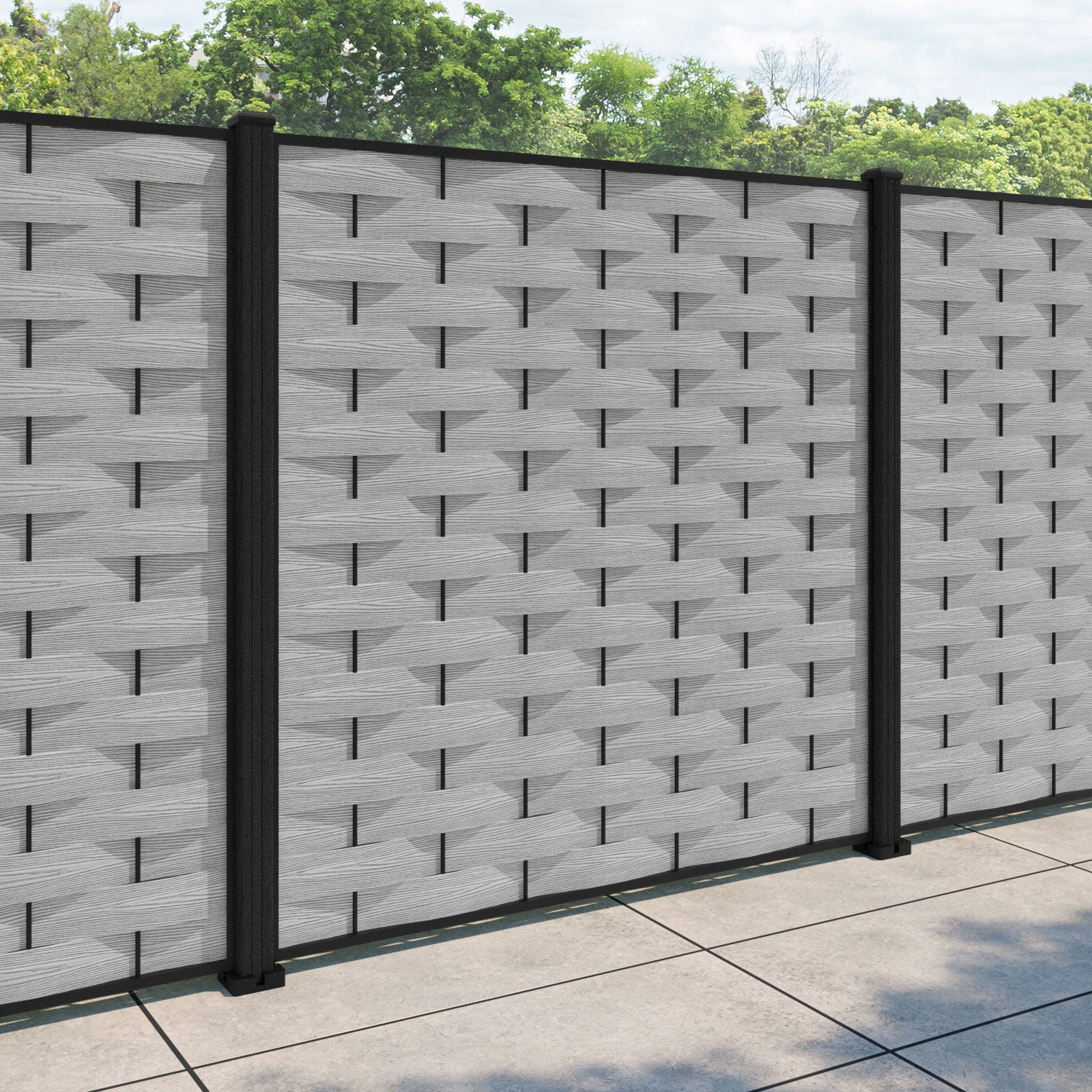 Ripple Fence Panel - Light Grey - with our composite posts