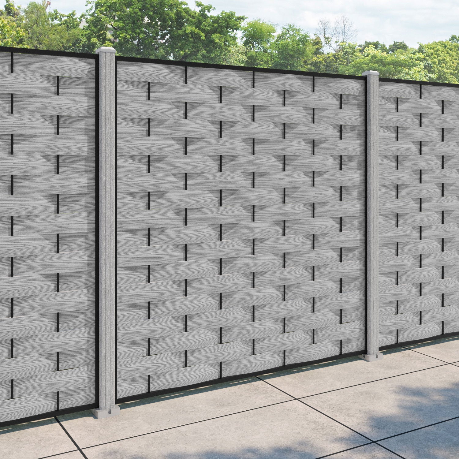 Ripple Fence Panel - Light Grey - with our composite posts