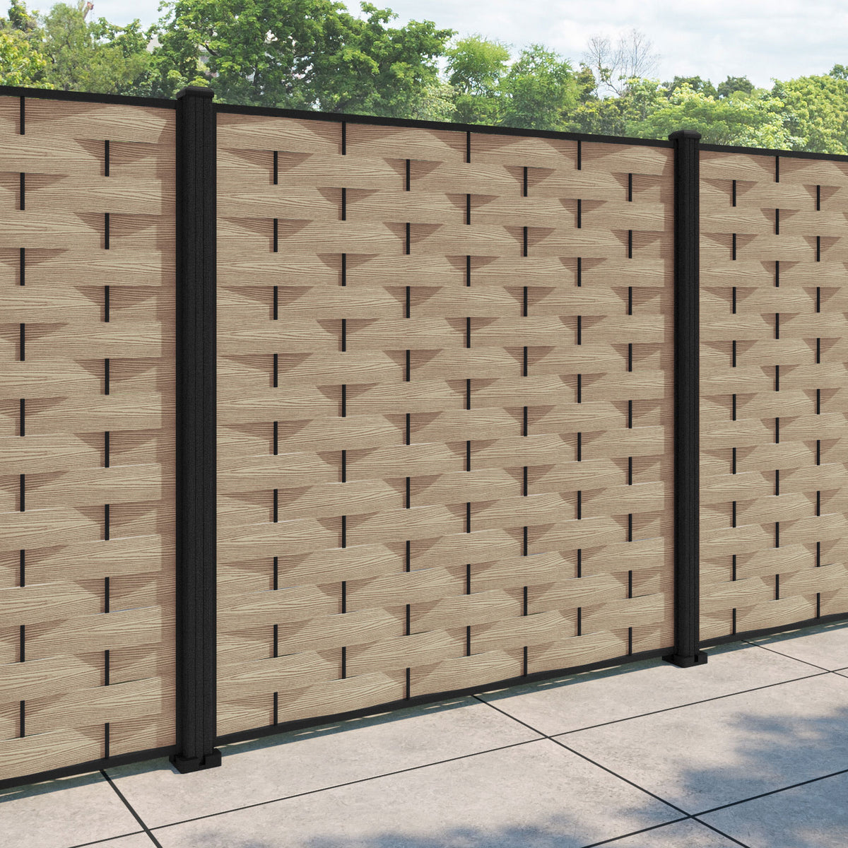 Ripple Fence Panel - Light Oak - with our composite posts – Charles & Ivy