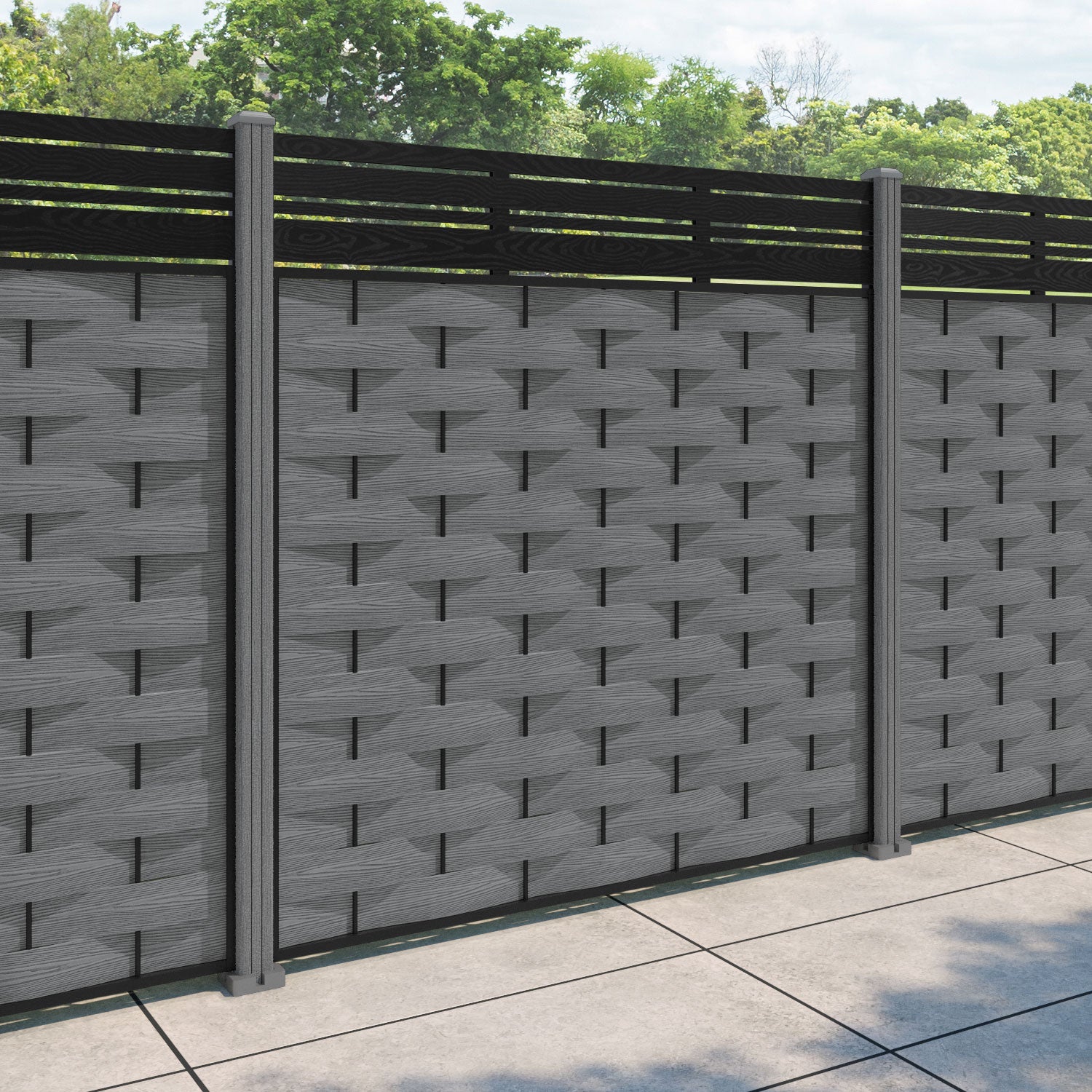 Ripple Linea Fence Panel - Mid Grey - with our composite posts