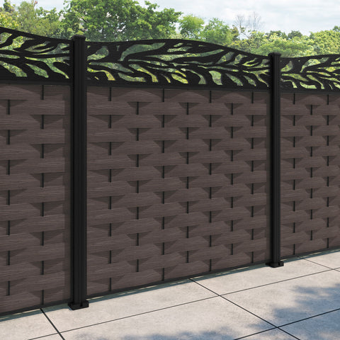 Ripple Malawi Curved Top Fence Panel - Mid Brown - with our aluminium posts