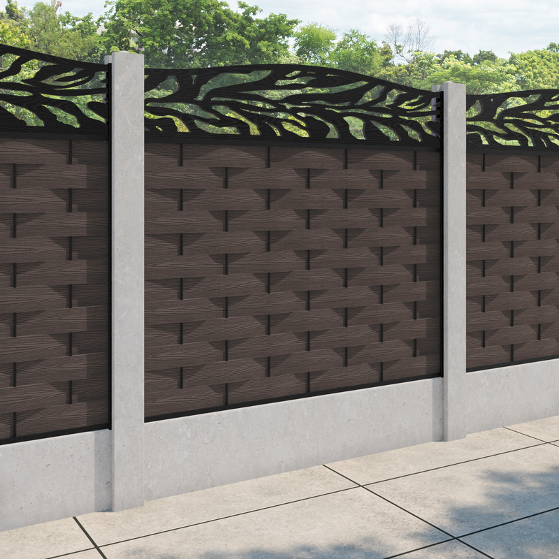 Ripple Malawi Curved Top Fence Panel - Mid Brown - for existing concrete posts