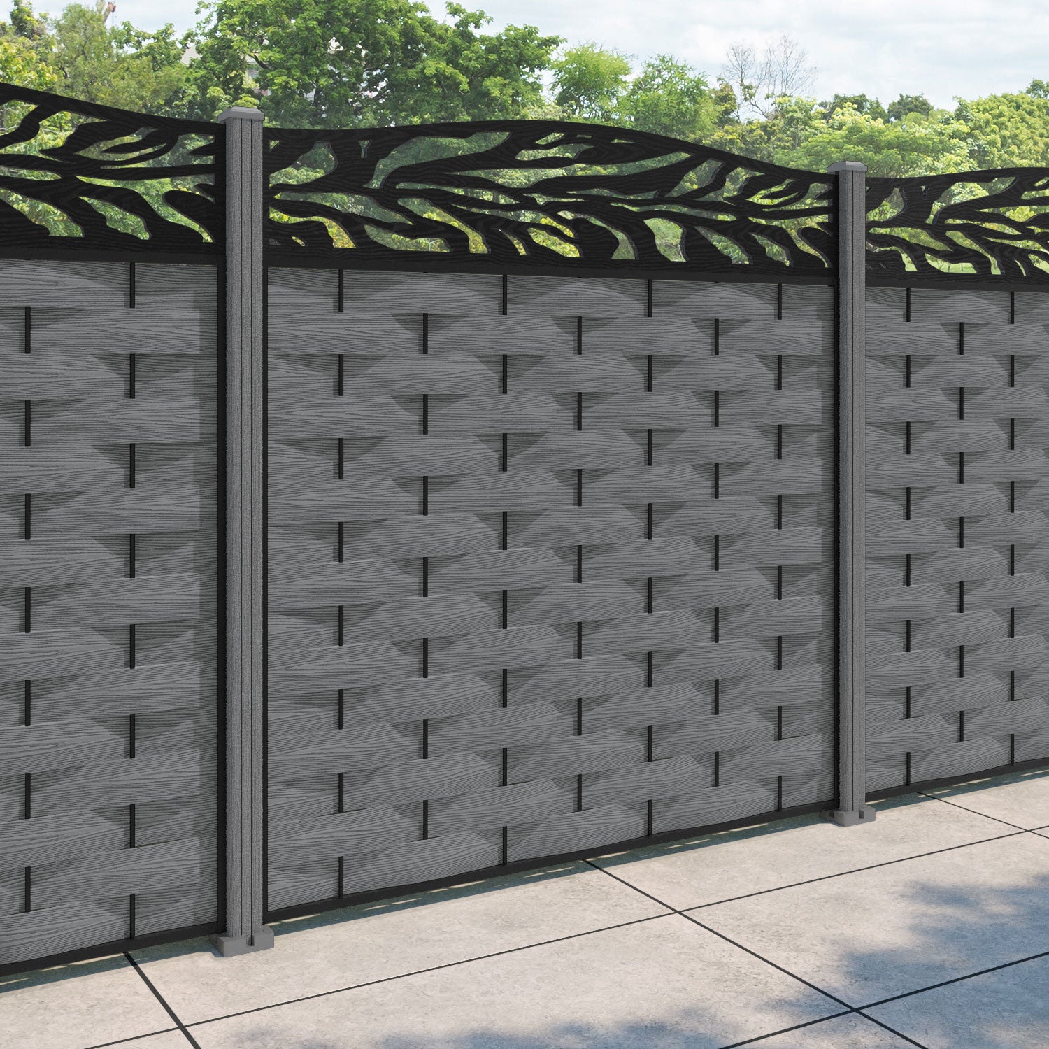 Ripple Malawi Curved Top Fence Panel - Mid Grey - with our composite posts