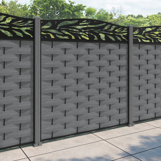 Ripple Malawi Curved Top Fence Panel - Mid Grey - with our composite posts