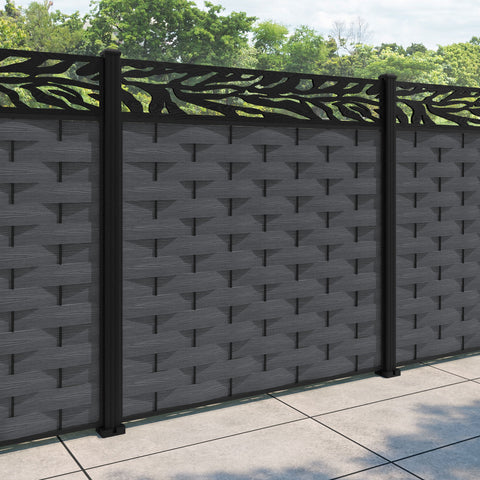 Ripple Malawi Fence Panel - Dark Grey - with our aluminium posts