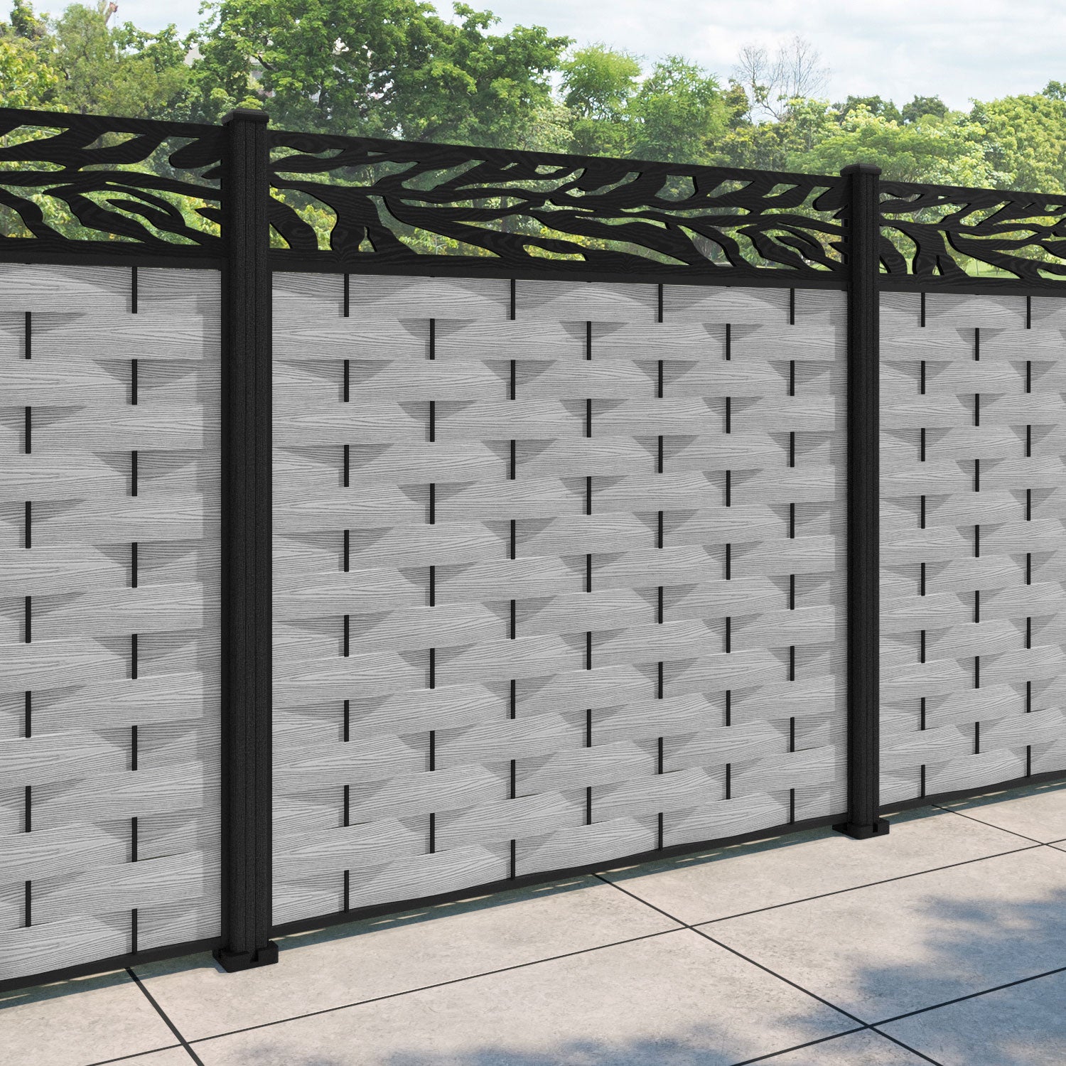 Ripple Malawi Fence Panel - Light Grey - with our composite posts