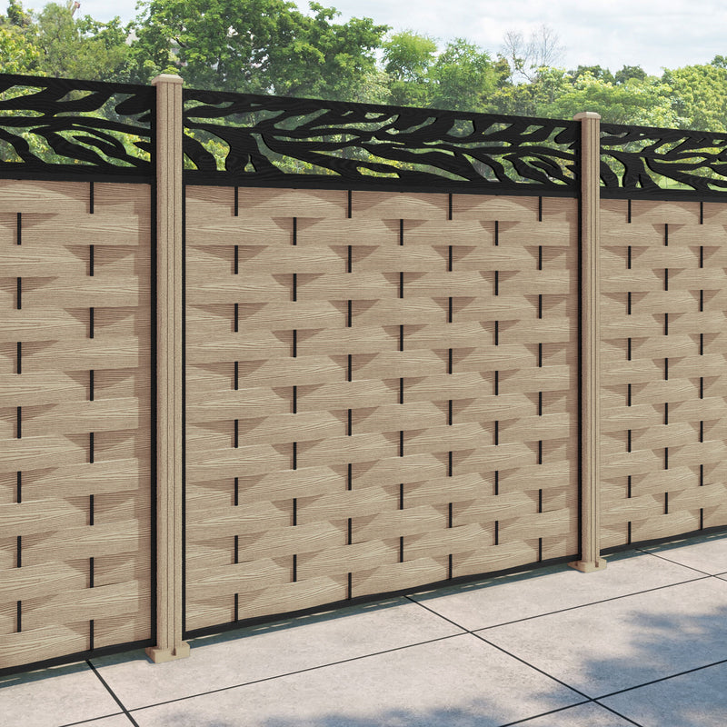 Ripple Malawi Fence Panel - Light Oak - with our composite posts