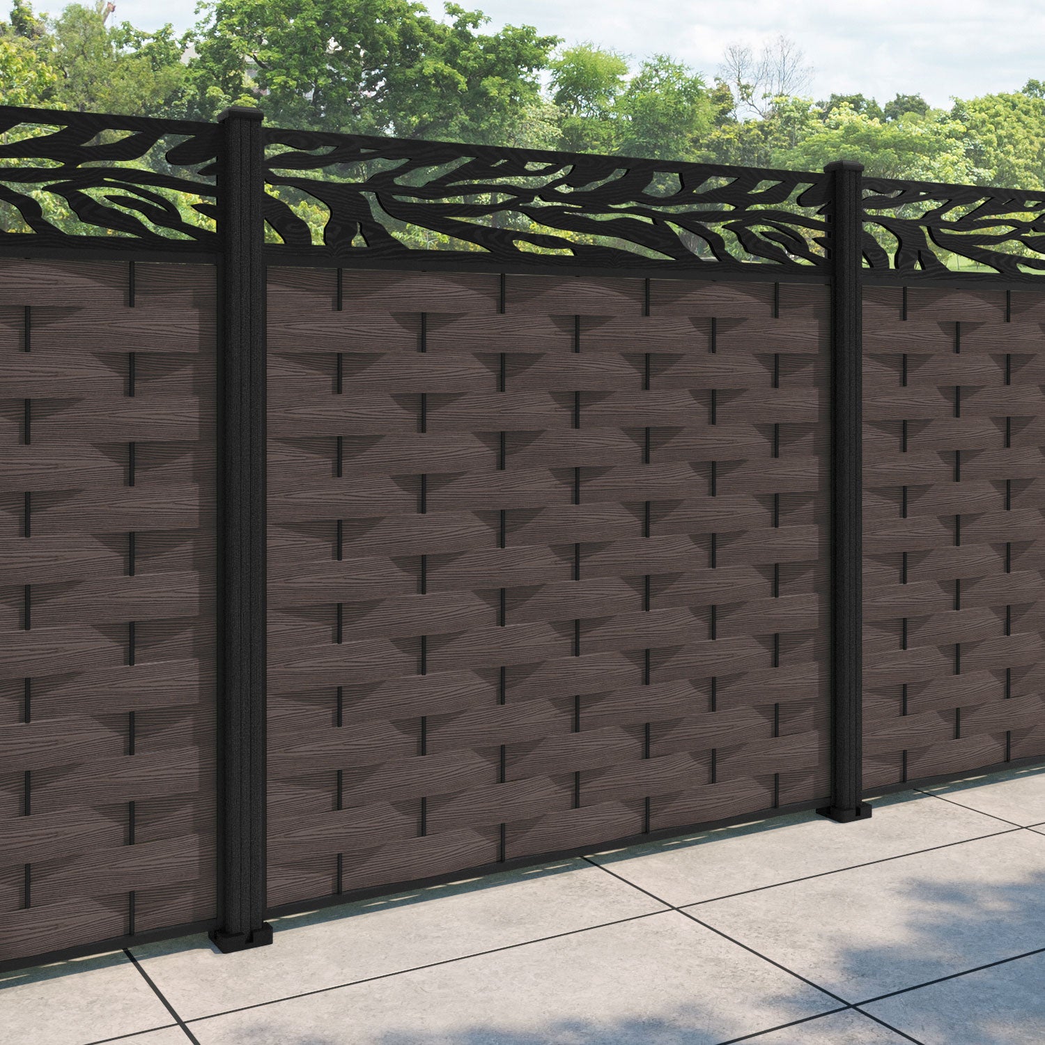 Ripple Malawi Fence Panel - Mid Brown - with our composite posts