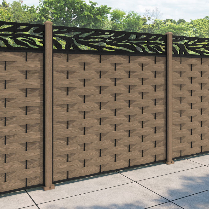 Ripple Malawi Fence Panel - Teak - with our composite posts