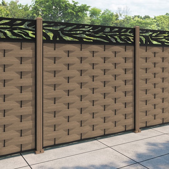 Ripple Malawi Fence Panel - Teak - with our composite posts
