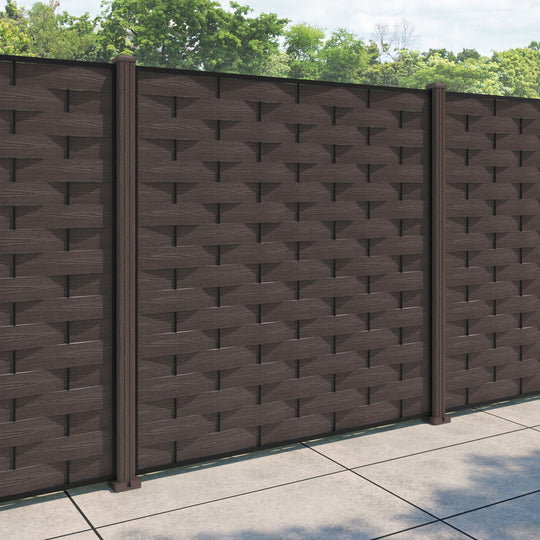 Ripple Fence Panel - Mid Brown - with our composite posts