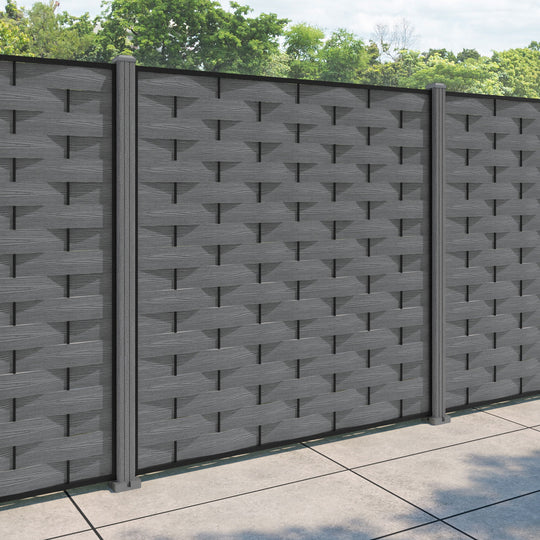 Ripple Fence Panel - Mid Grey - with our composite posts