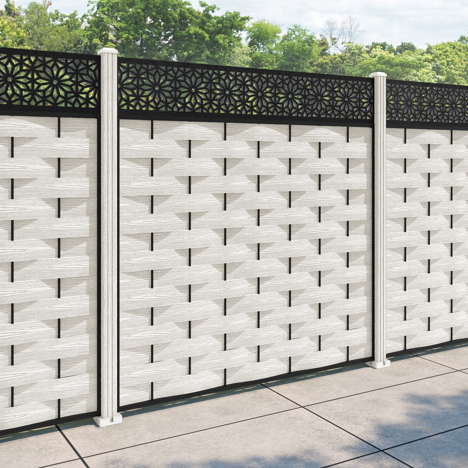Ripple Narwa Fence Panel - Light Stone - with our composite posts