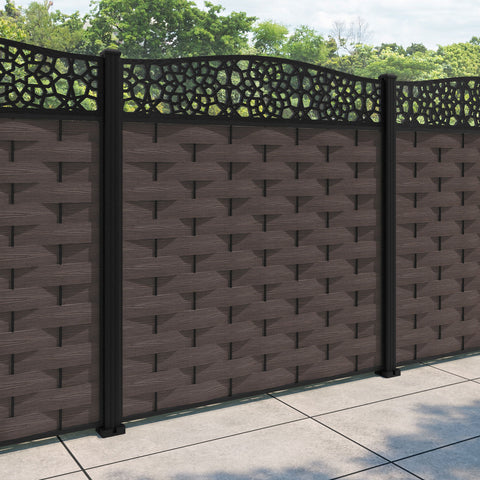 Ripple Nazira Curved Top Fence Panel - Mid Brown - with our aluminium posts