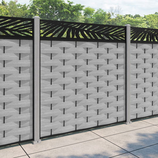 Ripple Palm Fence Panel - Light Grey - with our composite posts