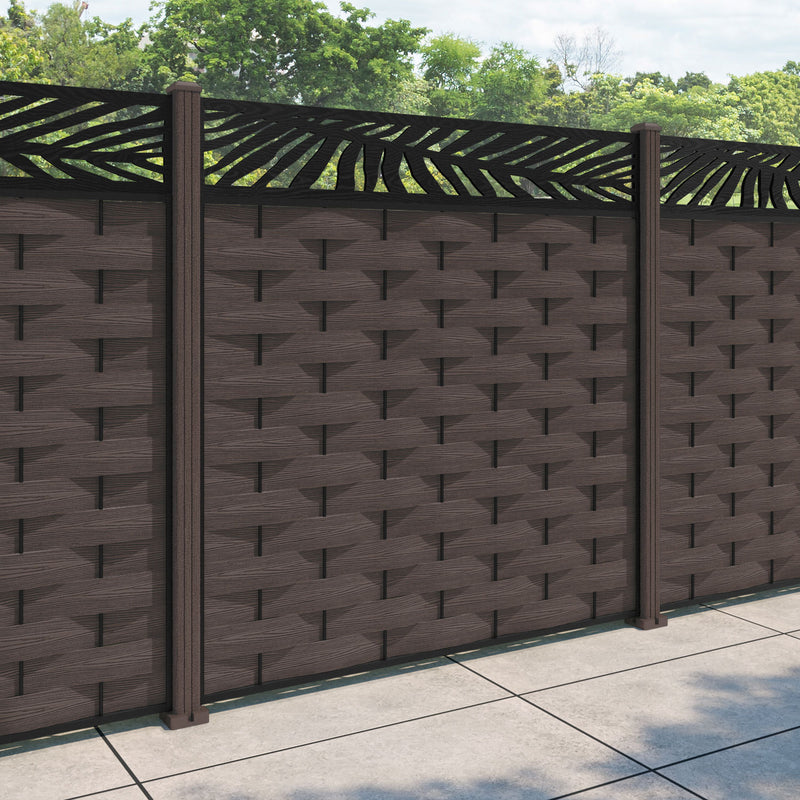 Ripple Palm Fence Panel - Mid Brown - with our composite posts