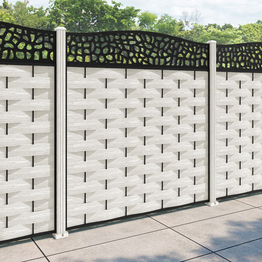 Ripple Pebble Curved Top Fence Panel - Light Stone - with our composite posts