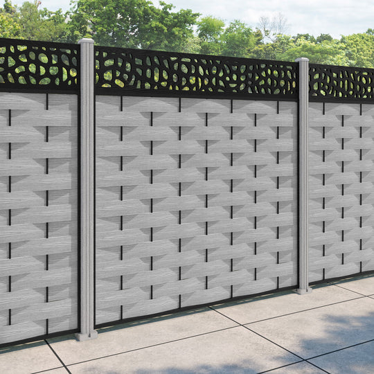 Ripple Pebble Fence Panel - Light Grey - with our composite posts