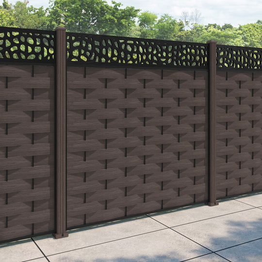 Ripple Pebble Fence Panel - Mid Brown - with our composite posts