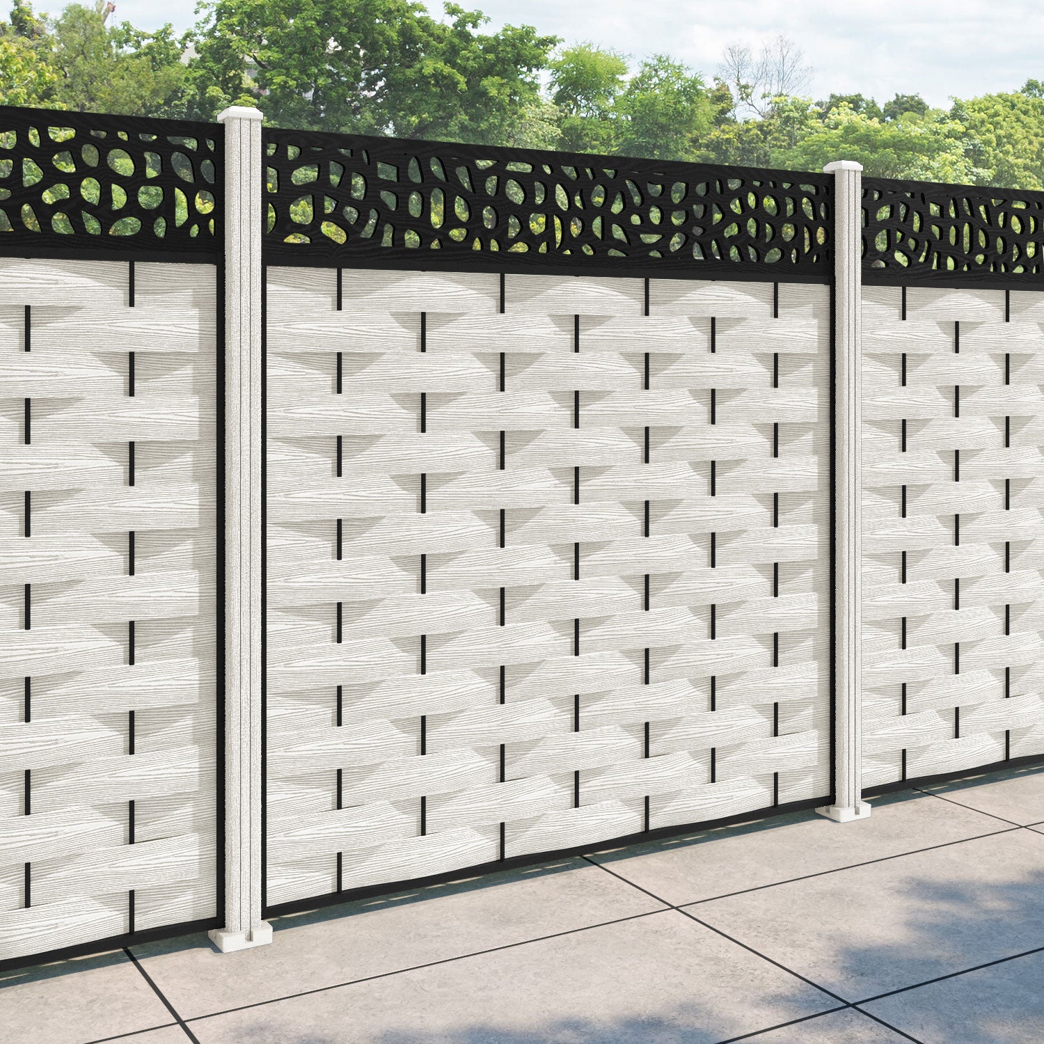 Ripple Pebble Fence Panel - Light Stone - with our composite posts
