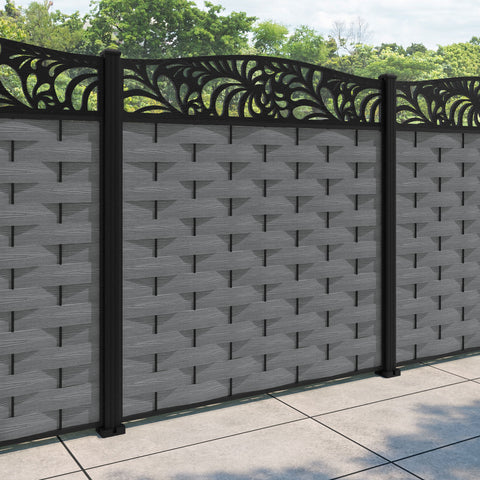 Ripple Petal Curved Top Fence Panel - Mid Grey - with our aluminium posts