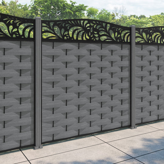 Ripple Petal Curved Top Fence Panel - Mid Grey - with our composite posts