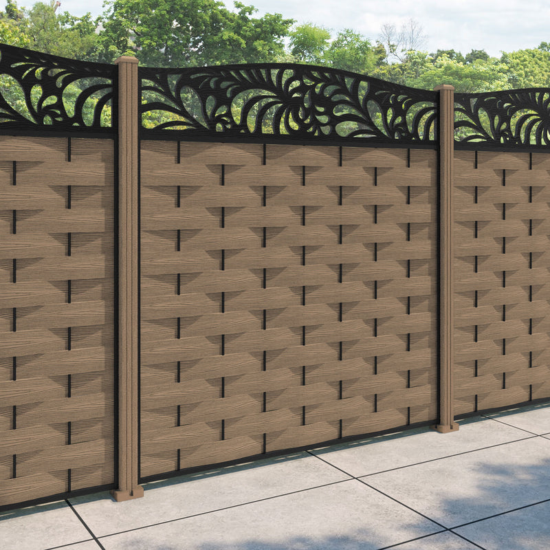 Ripple Petal Curved Top Fence Panel - Teak - with our composite posts