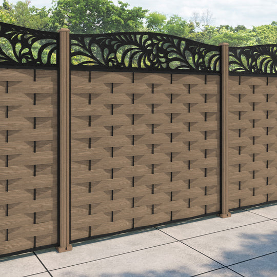 Ripple Petal Curved Top Fence Panel - Teak - with our composite posts