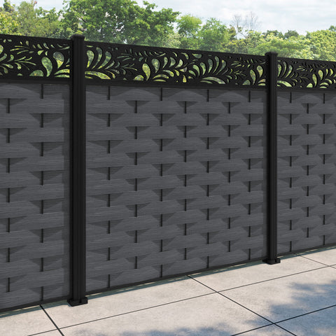 Ripple Petal Fence Panel - Dark Grey - with our aluminium posts