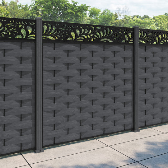 Ripple Petal Fence Panel - Dark Grey - with our composite posts