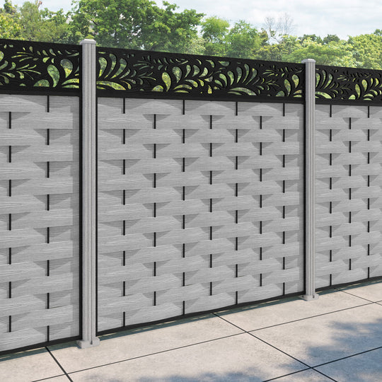 Ripple Petal Fence Panel - Light Grey - with our composite posts