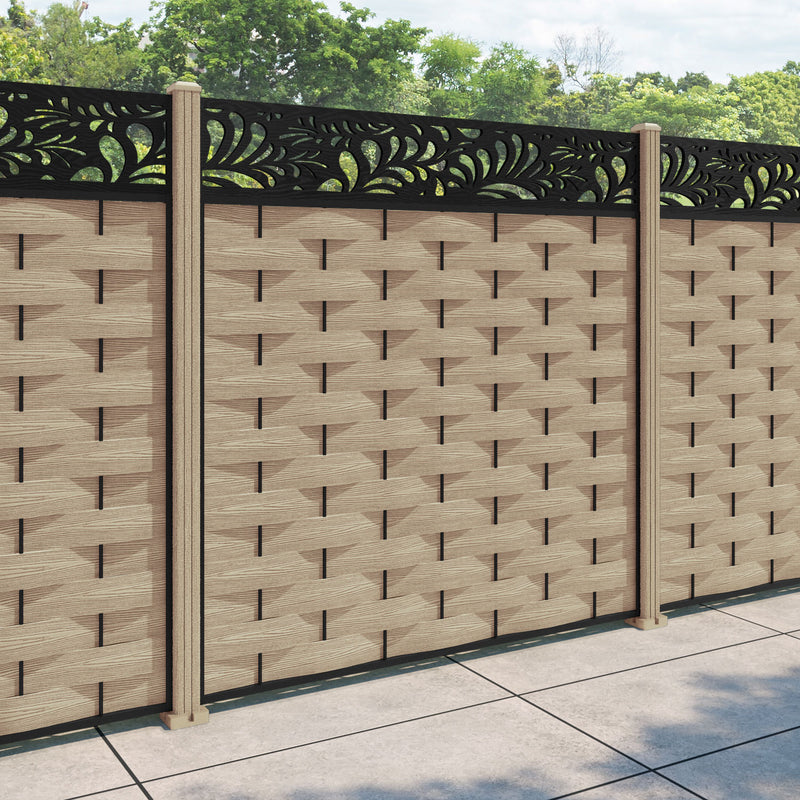 Ripple Petal Fence Panel - Light Oak - with our composite posts