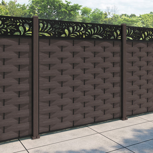 Ripple Petal Fence Panel - Mid Brown - with our composite posts