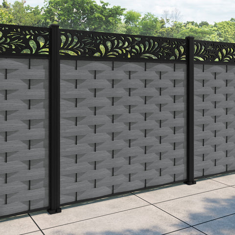 Ripple Petal Fence Panel - Mid Grey - with our aluminium posts