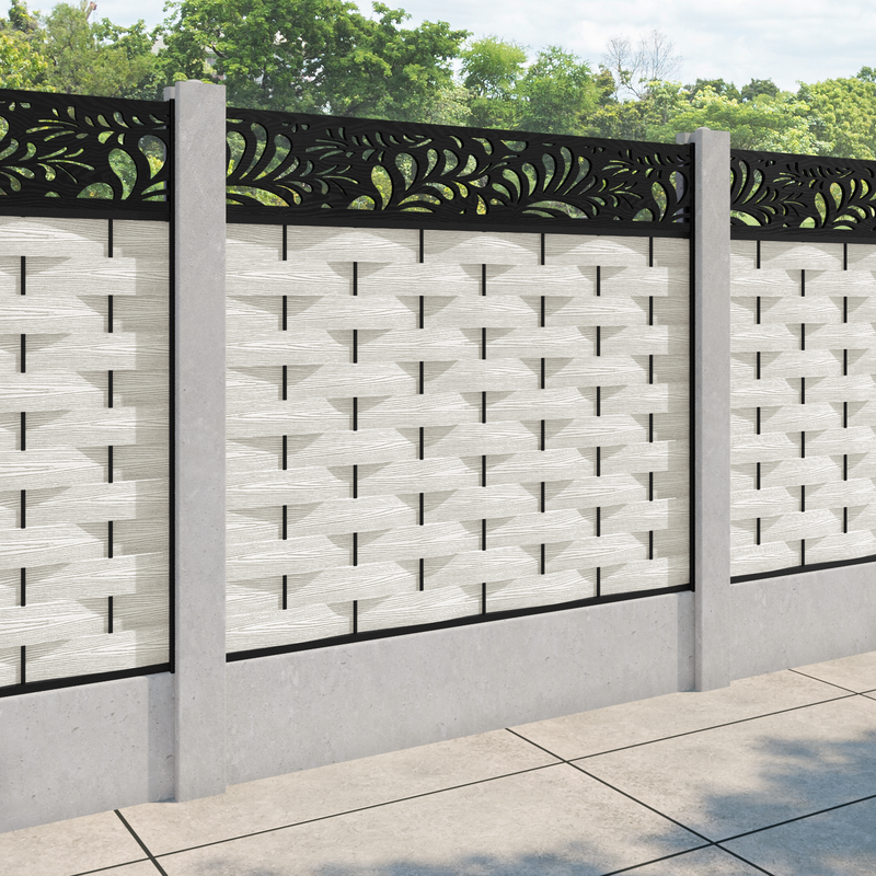 Ripple Petal Fence Panel - Light Stone - for existing concrete posts