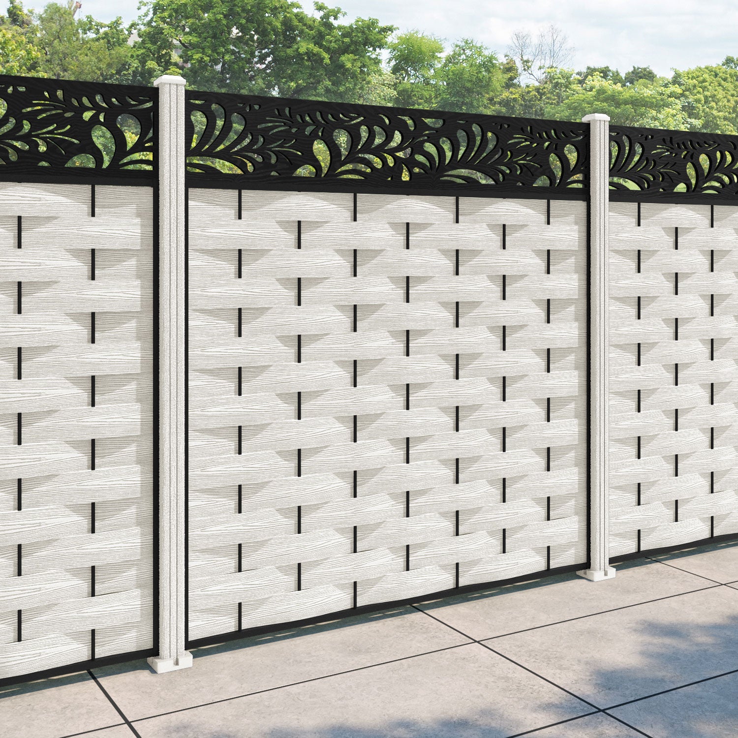 Ripple Petal Fence Panel - Light Stone - with our composite posts