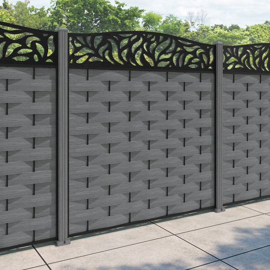 Ripple Plume Curved Top Fence Panel - Mid Grey - with our composite posts