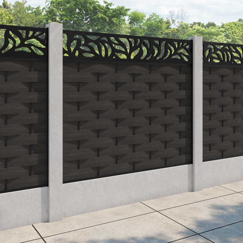 Ripple Plume Fence Panel - Dark Oak - for existing concrete posts