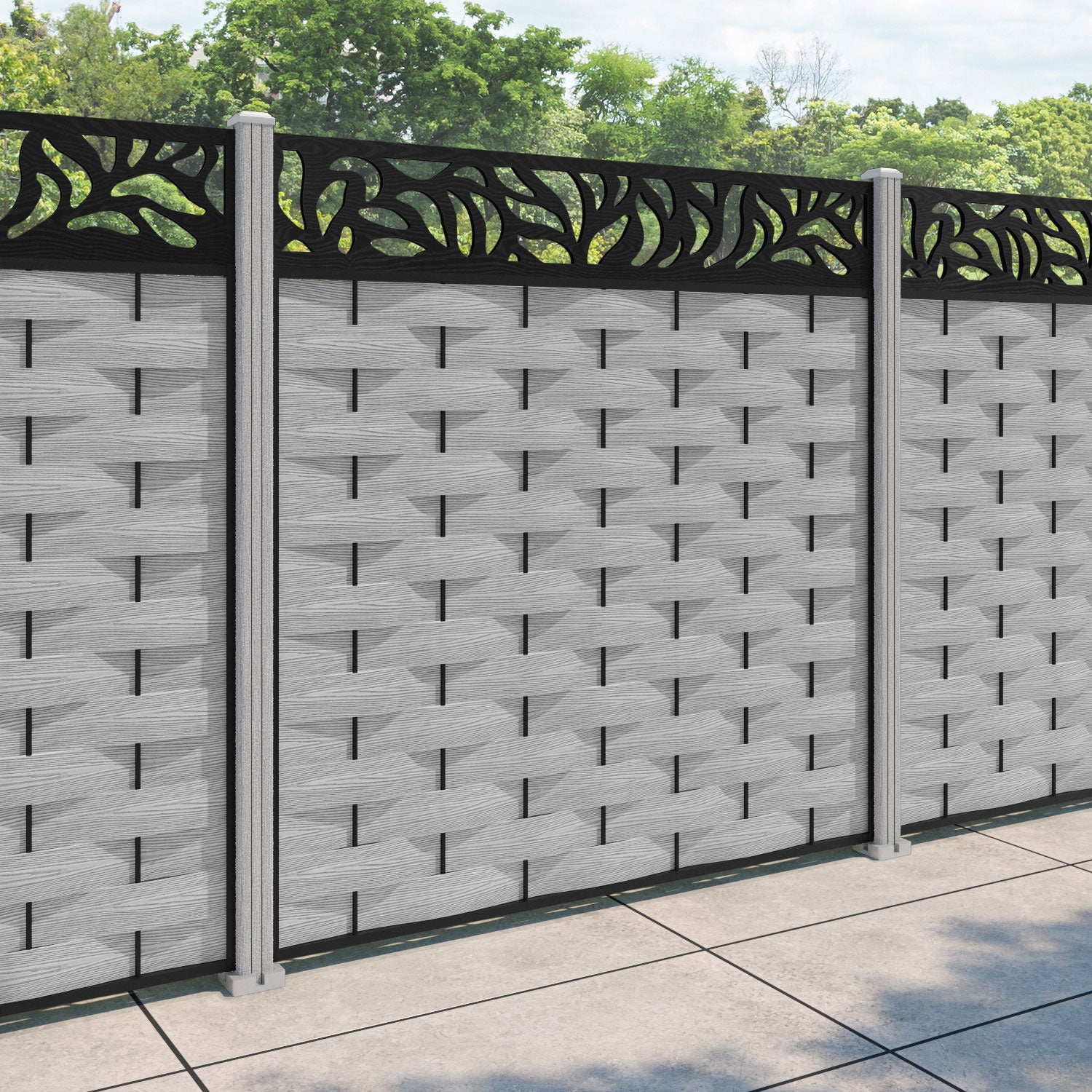 Ripple Plume Fence Panel - Light Grey - with our composite posts