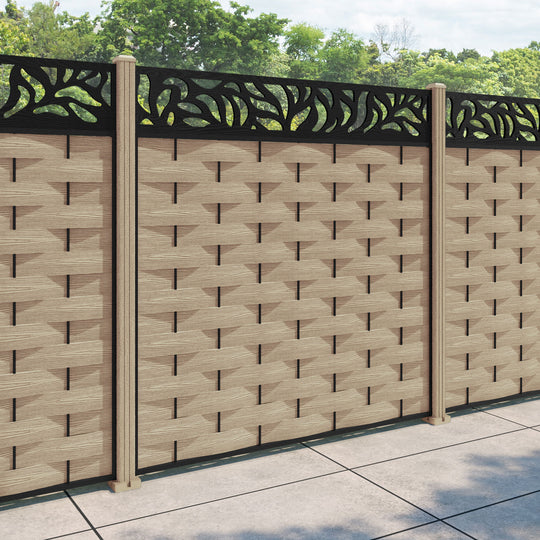 Ripple Plume Fence Panel - Light Oak - with our composite posts