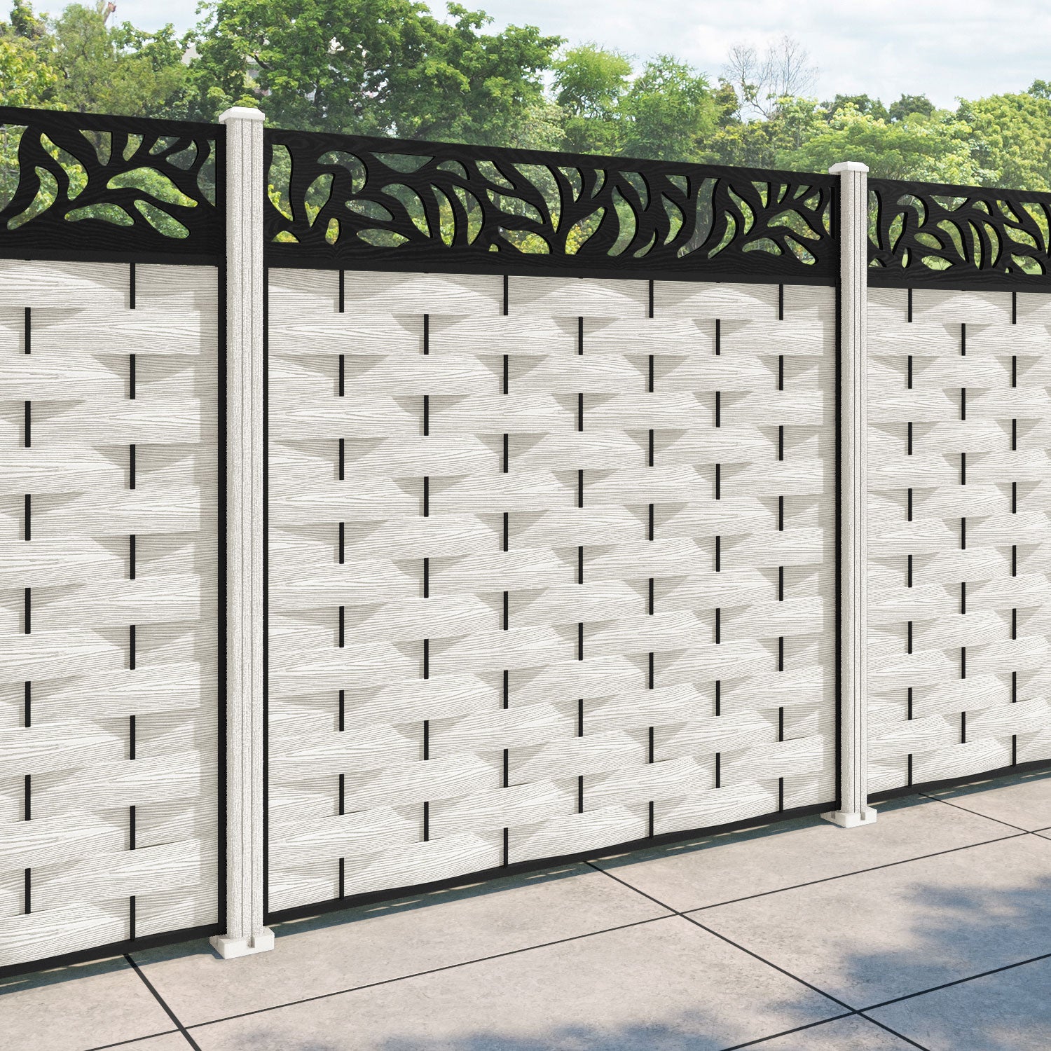 Ripple Plume Fence Panel - Light Stone - with our composite posts