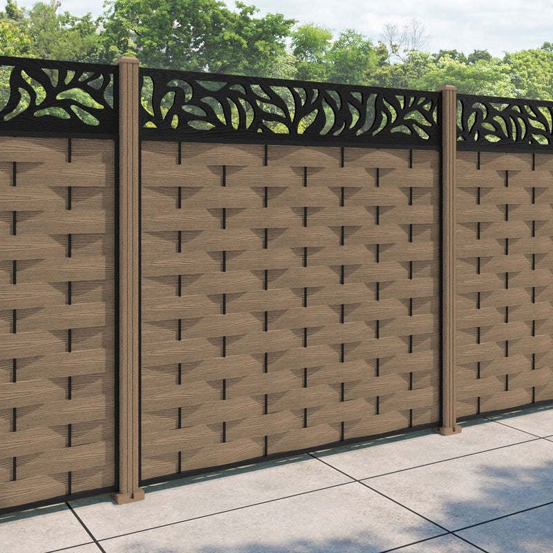 Ripple Plume Fence Panel - Teak - with our composite posts